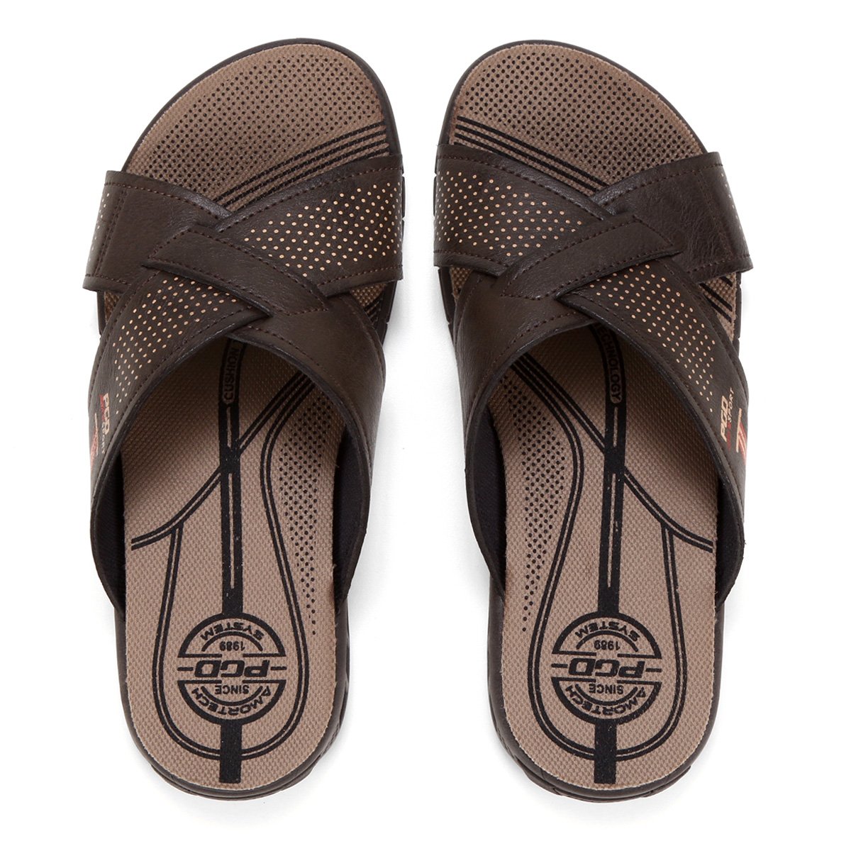 Chinelo Couro Pegada Masculino - Marrom Menor preço em Chinelo Couro Pegada Masculino - Marrom