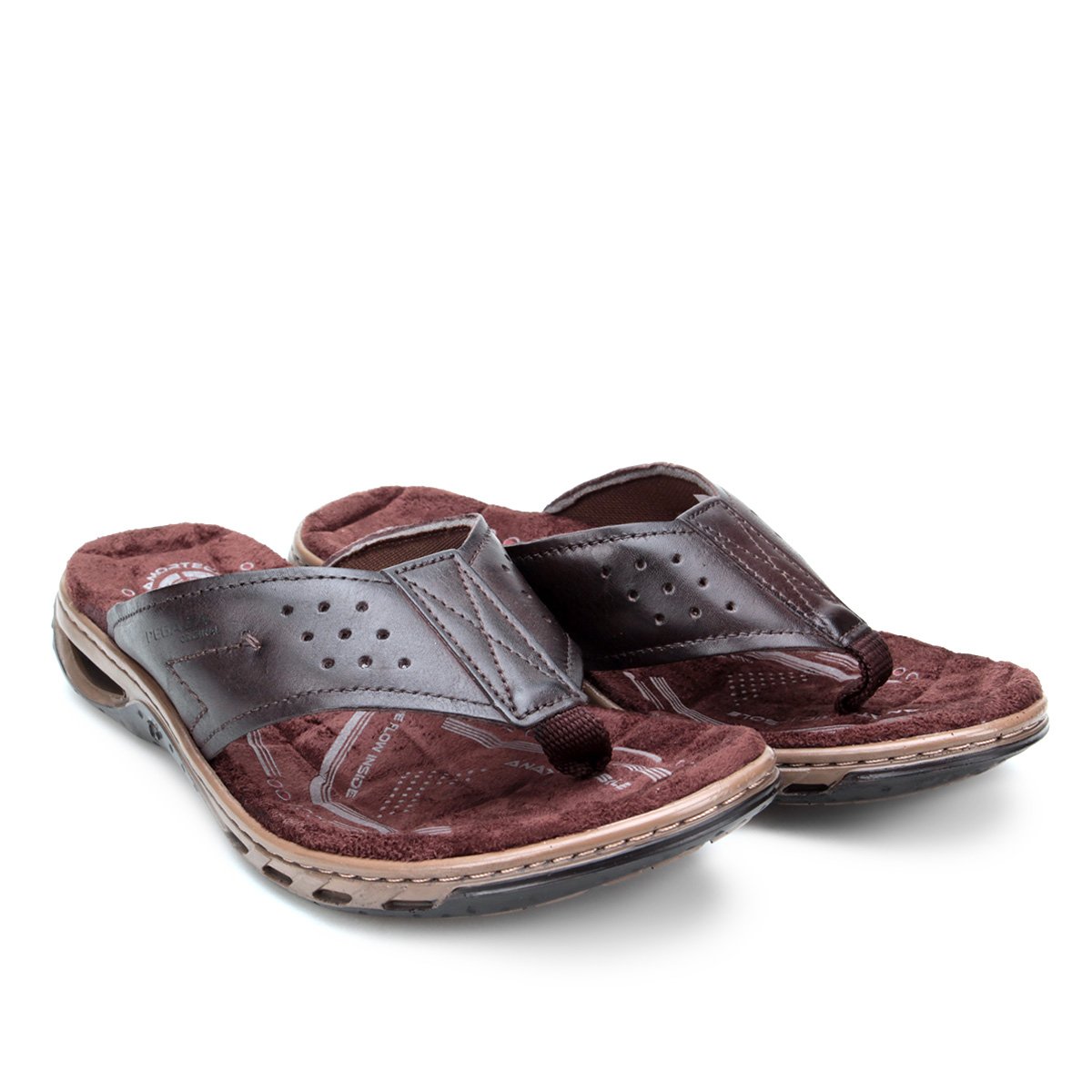 Chinelo Couro Pegada Perfuros Masculino Menor preço em Chinelo Couro Pegada Perfuros Masculino