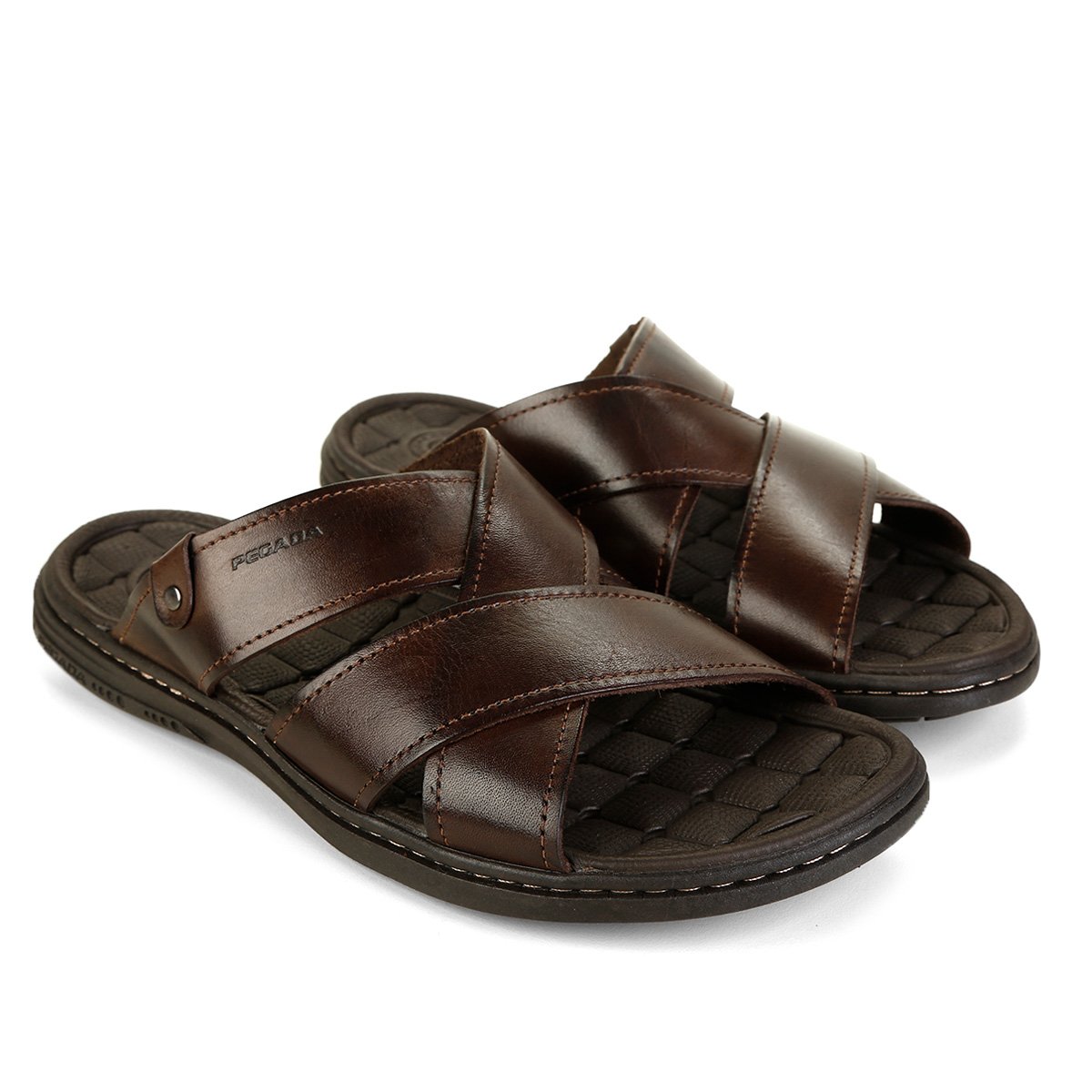 Chinelo Couro Pegada Tiras Cruzadas Masculino Menor preço em Chinelo Couro Pegada Tiras Cruzadas Masculino