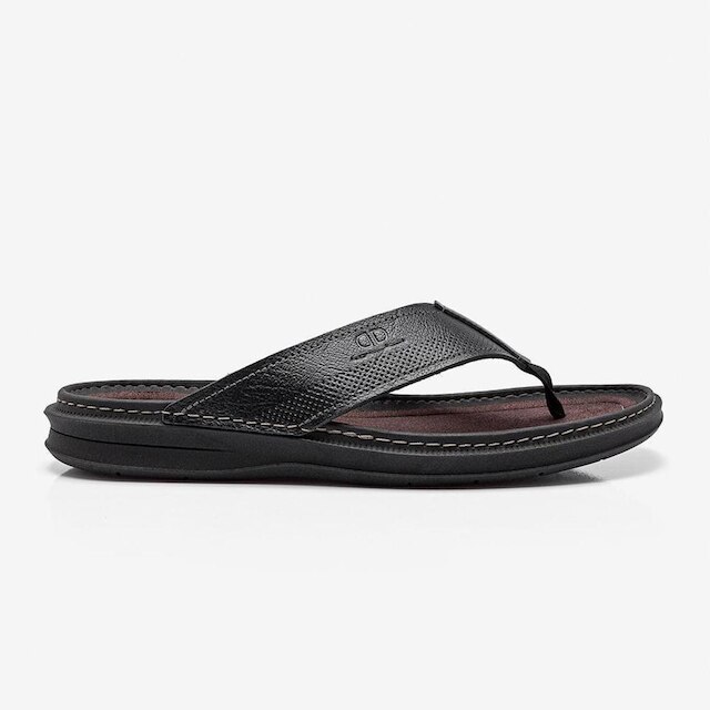Chinelo de Couro Lazy Preto