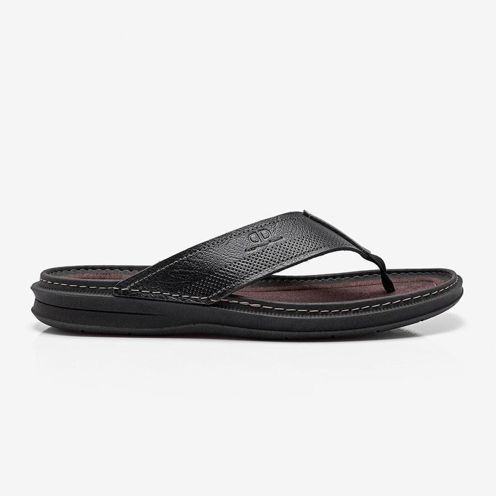Chinelo de Couro Lazy Preto