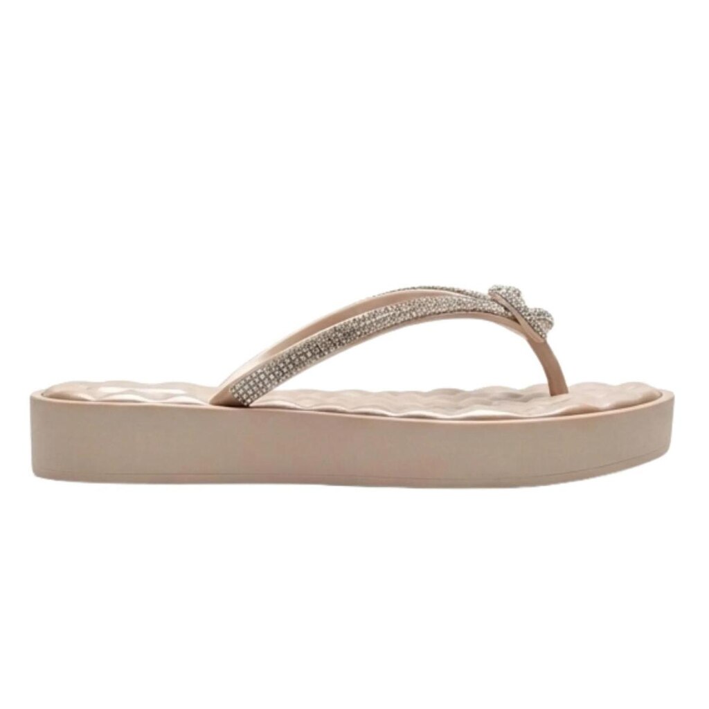 Chinelo de Dedo Casual Flatform Bolinhas Massageadoras Strass Elegante Moderna