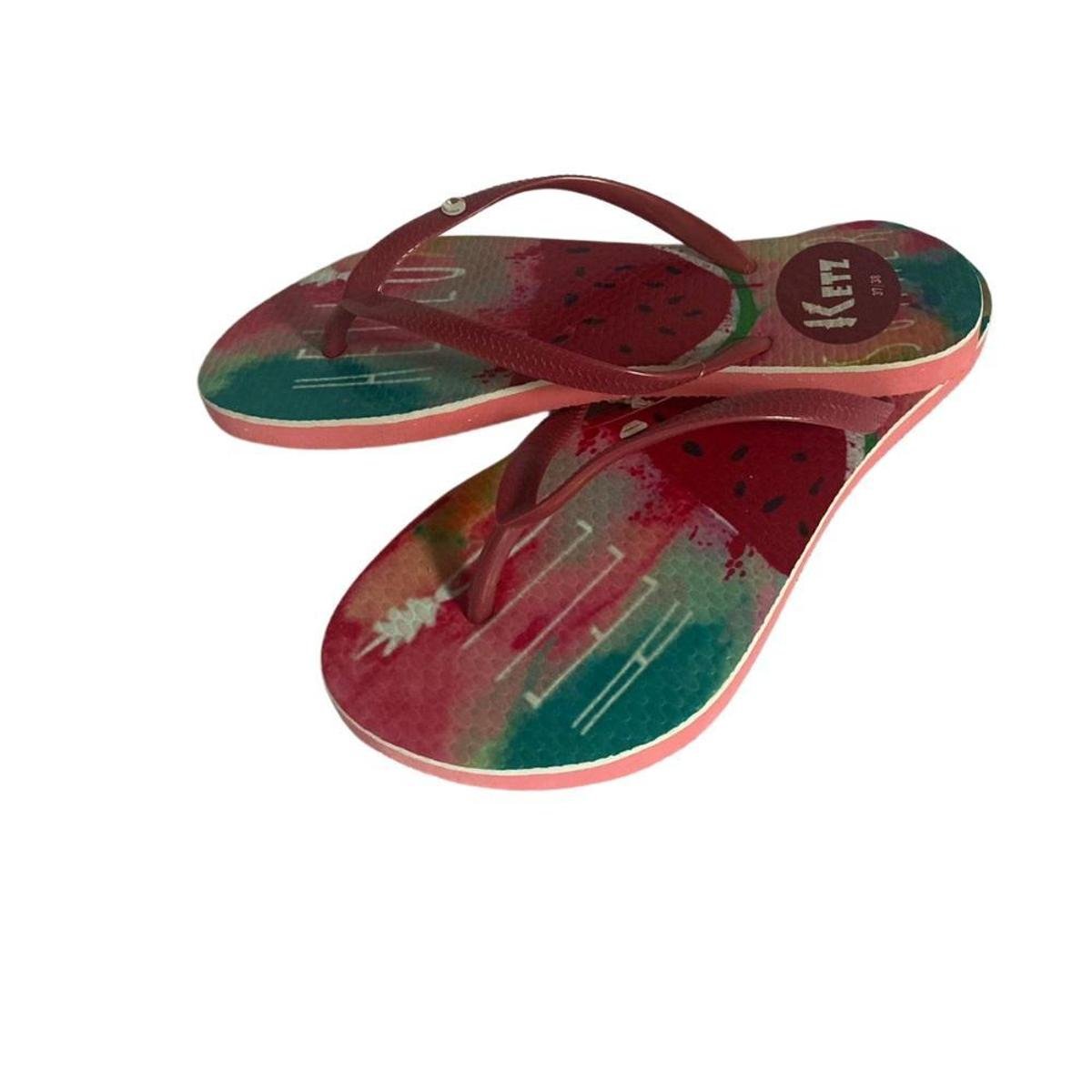 Chinelo de Dedo Feminino Estampa Melancia Solado Borracha - Vermelho Menor preço em Chinelo de Dedo Feminino Estampa Melancia Solado Borracha - Vermelho