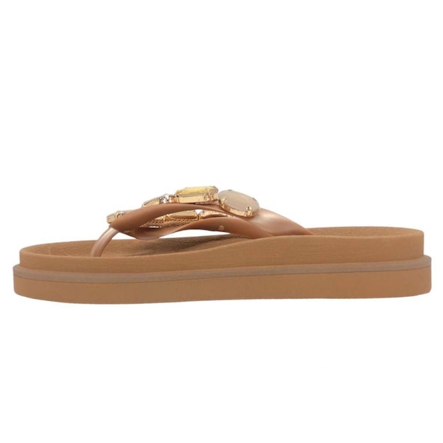 Chinelo de Dedo Feminino Moderno Tiras Pedras Flat Cacci