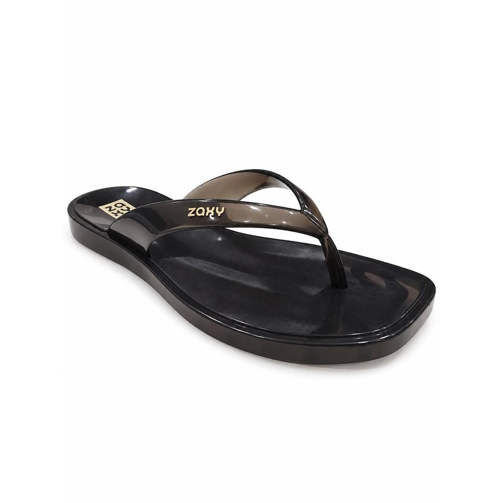 Chinelo Dedo Zaxy Jelly Feminino Preto Transparente Macio - 35