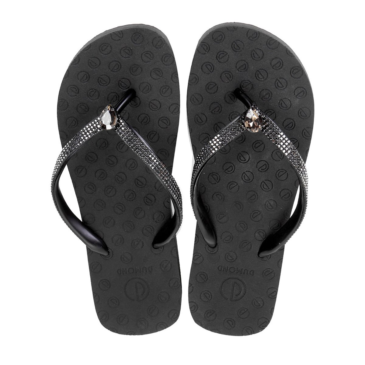 Chinelo Dumond Tiras Strass Feminino - Preto | Zattini