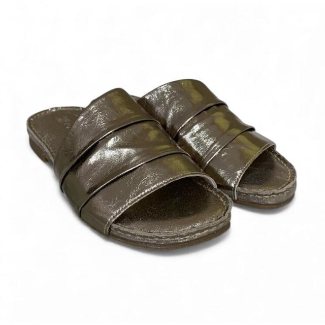 Chinelo Feminina Moscardini em Couro 347416 Prata Velho 34