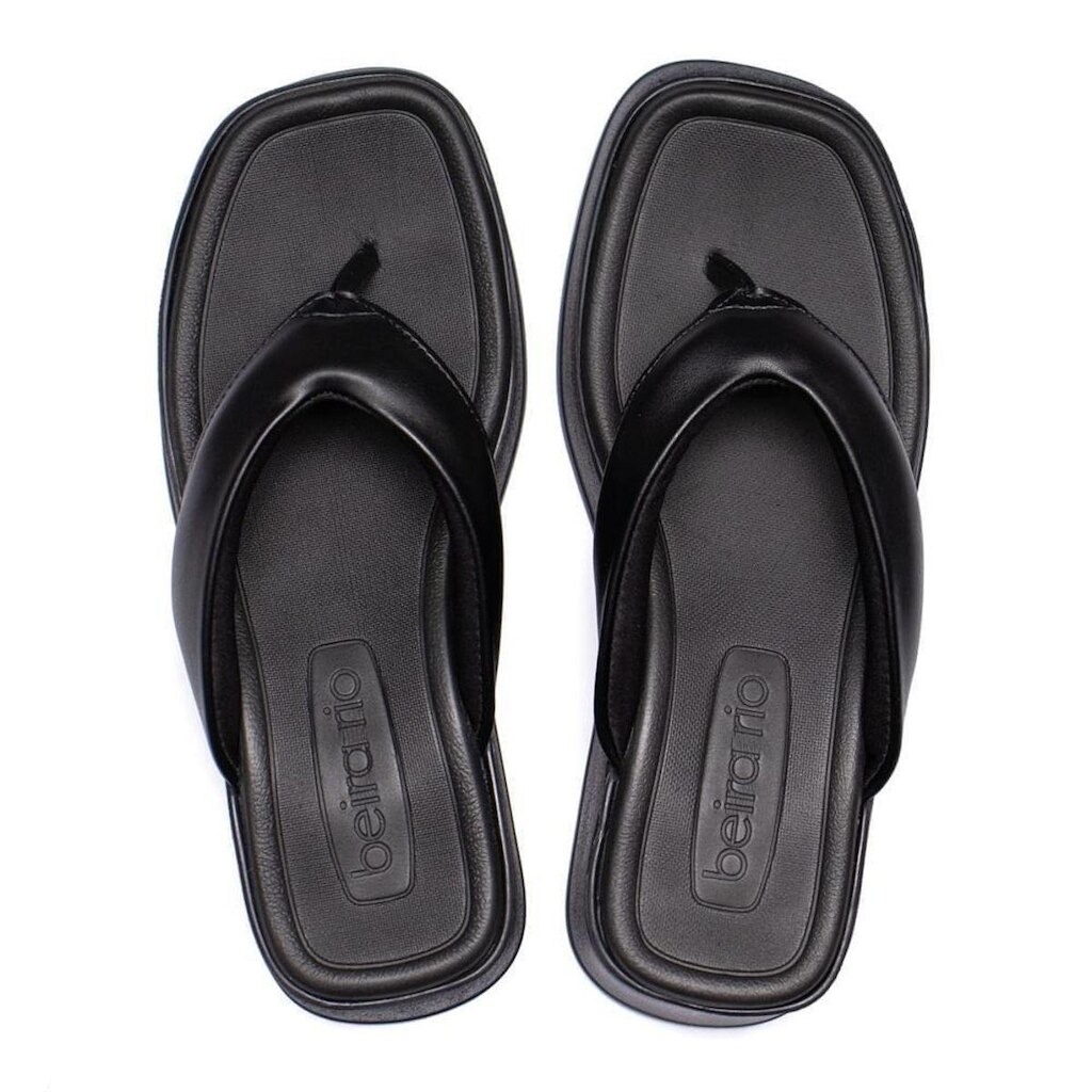Chinelo Feminino Beira Rio Flatform Tira de Dedo Larga Preto