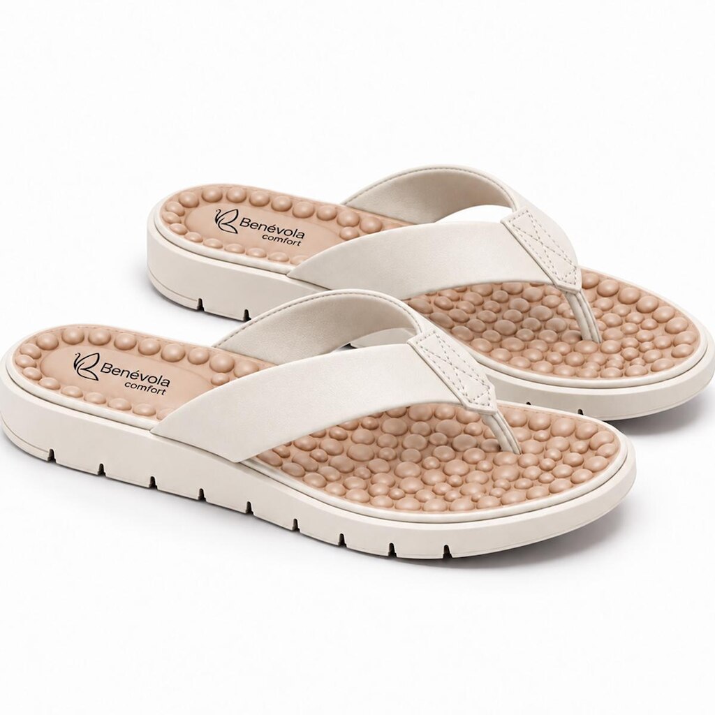 Chinelo Feminino Benévola Conforto Premium com Palmilha Macia Texturizada Solado Antiderrapante