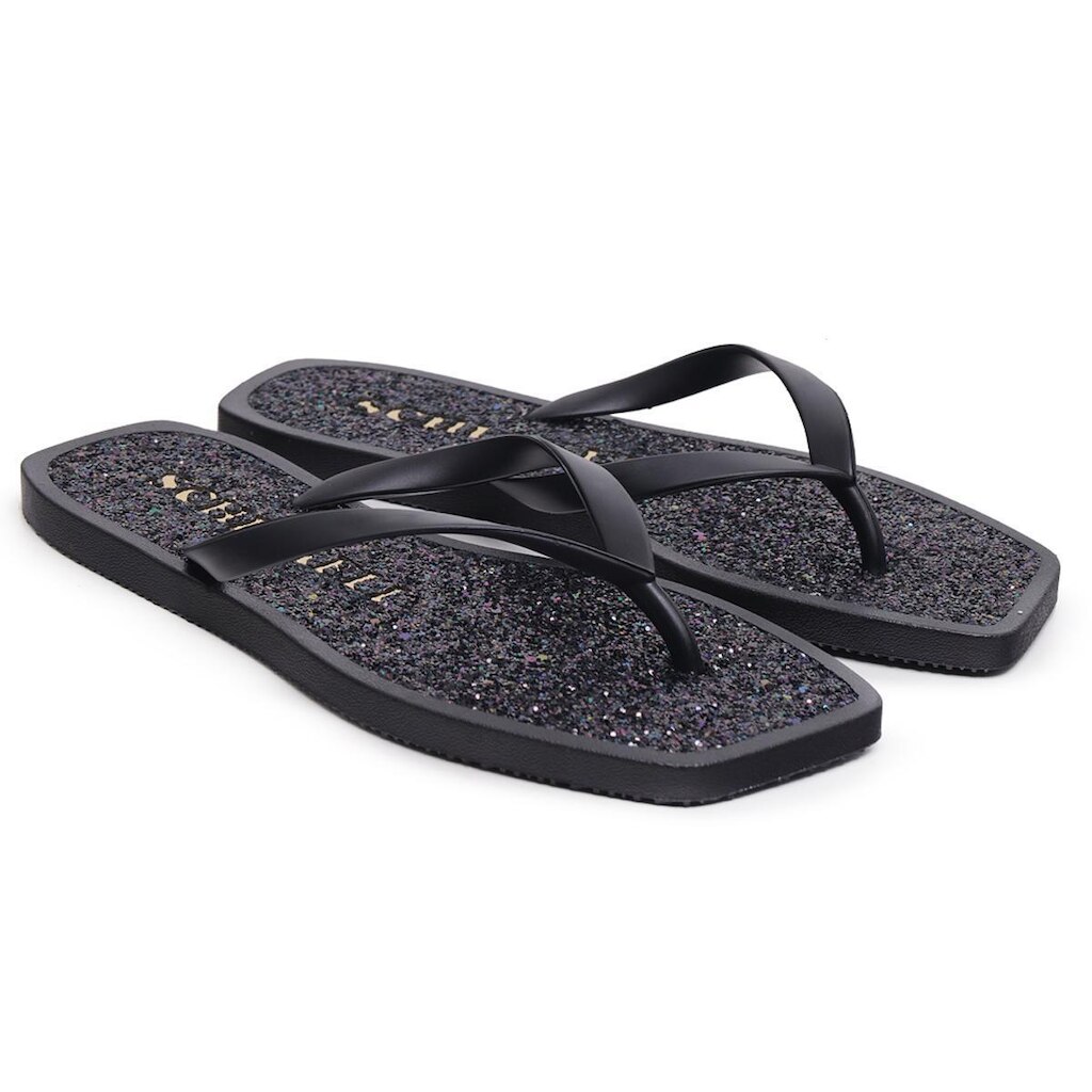 Chinelo Feminino De Dedo Bico Quadrado Com Glitter Casual 02