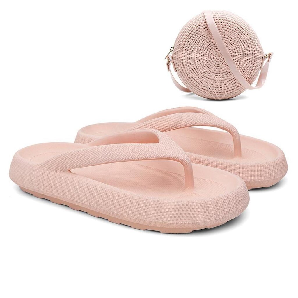 Chinelo Feminino de Dedo Casual + Bolsa Quebek Tiracolo Kit