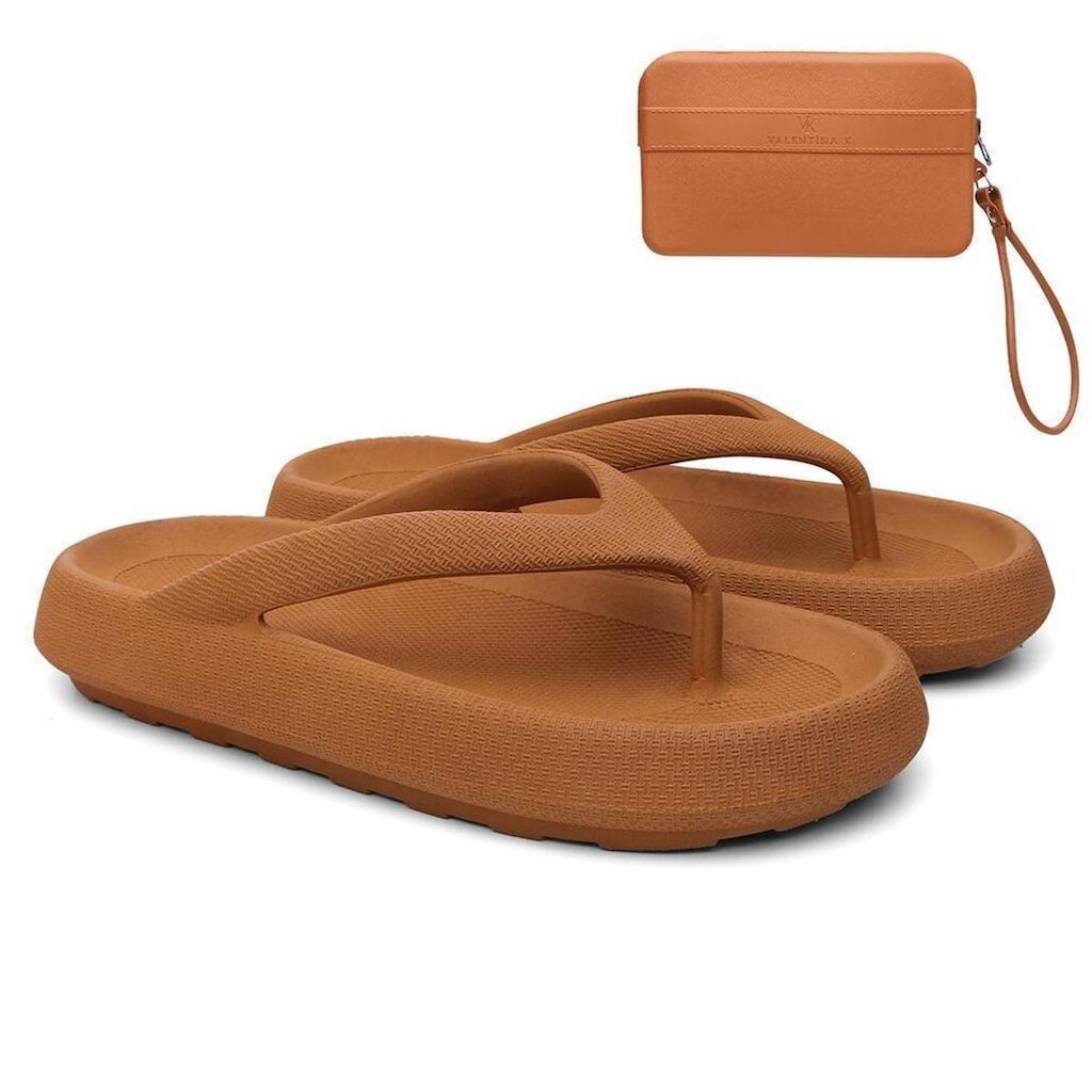 Chinelo Feminino de Dedo Verão Casual + Carteira Kit Off White 38/39