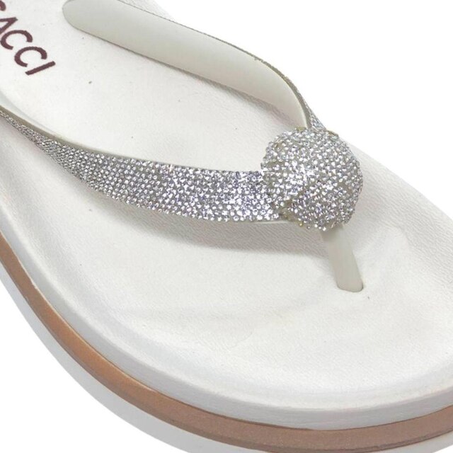 Chinelo Feminino Flat Moderno Conforto Tira Strass Cacci