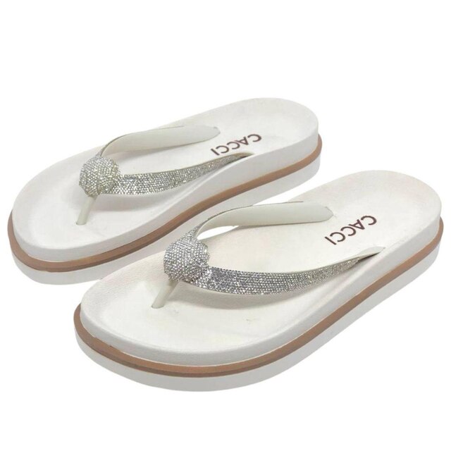 Chinelo Feminino Flat Moderno Conforto Tira Strass Cacci