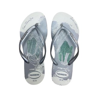 Chinelo Feminino Havaianas Slim Party Cristal - BRANCO - 35/36