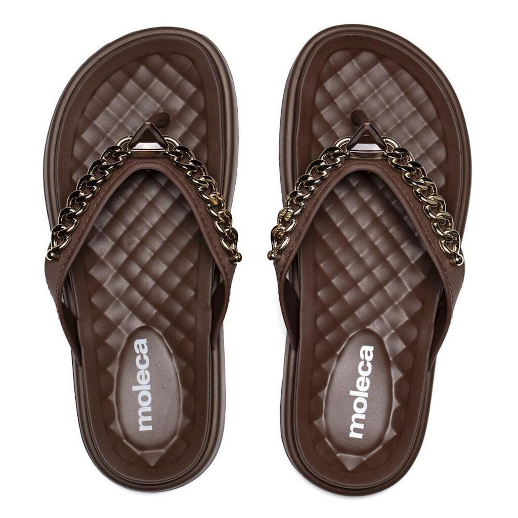 Chinelo Feminino Moleca Flatform Tira Dedo Marrom
