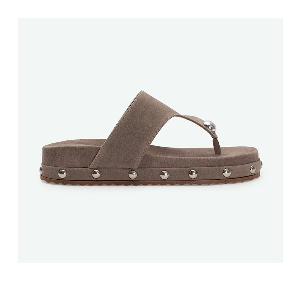 Chinelo Feminino Suzana Santos Camurça Taupe Cinza - 4679