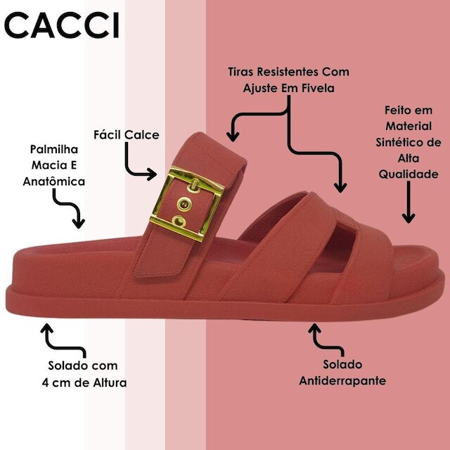 Chinelo Feminino Tira H Conforto Moderno Tendência Cacci