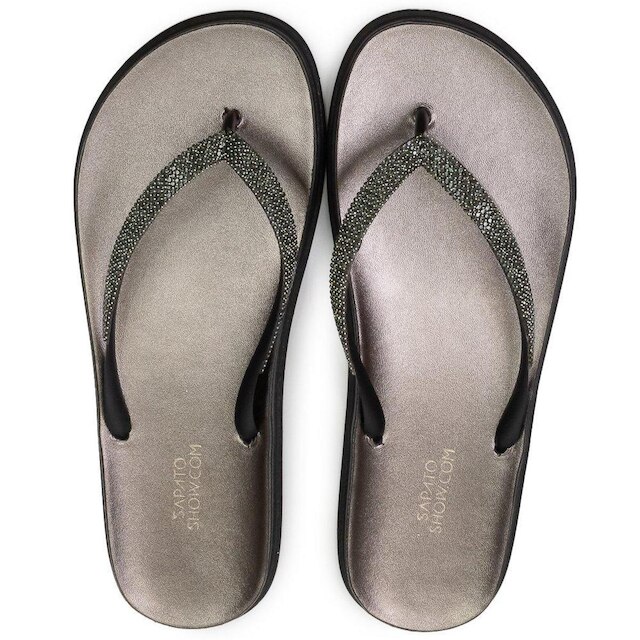 Chinelo Feminino Tiras Com Strass Sapato Show Bhc42