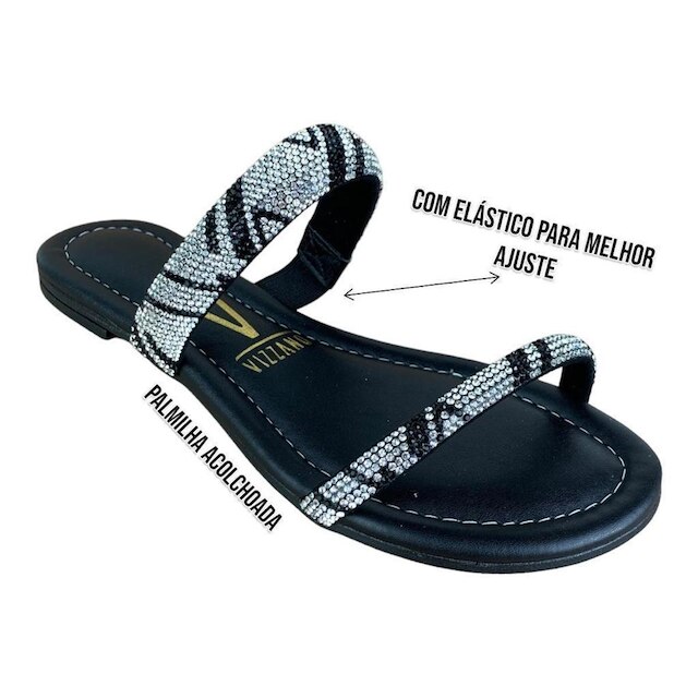 Chinelo Feminino Vizzano Rasteirinha com Brilho Conforto