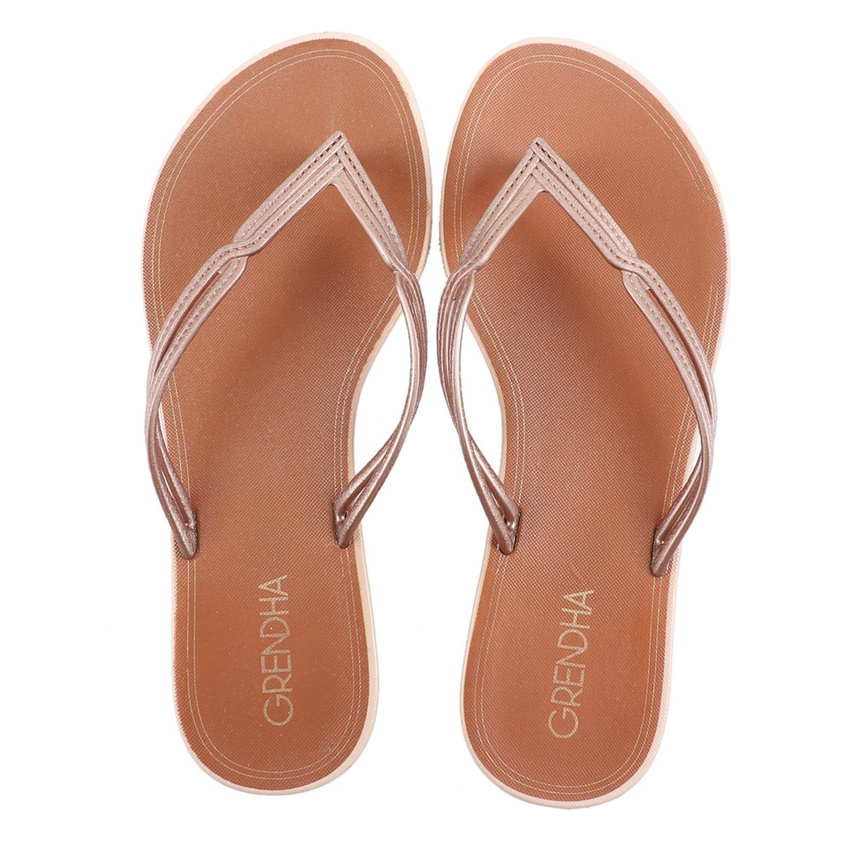 Chinelo Grendha Duas Tiras Feminino - Marrom Menor preço em Chinelo Grendha Duas Tiras Feminino - Marrom