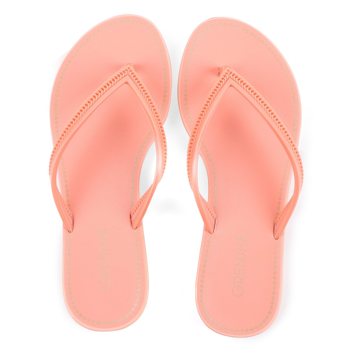 Chinelo Grendha Estampa Corrente Feminina - Coral Menor preço em Chinelo Grendha Estampa Corrente Feminina - Coral