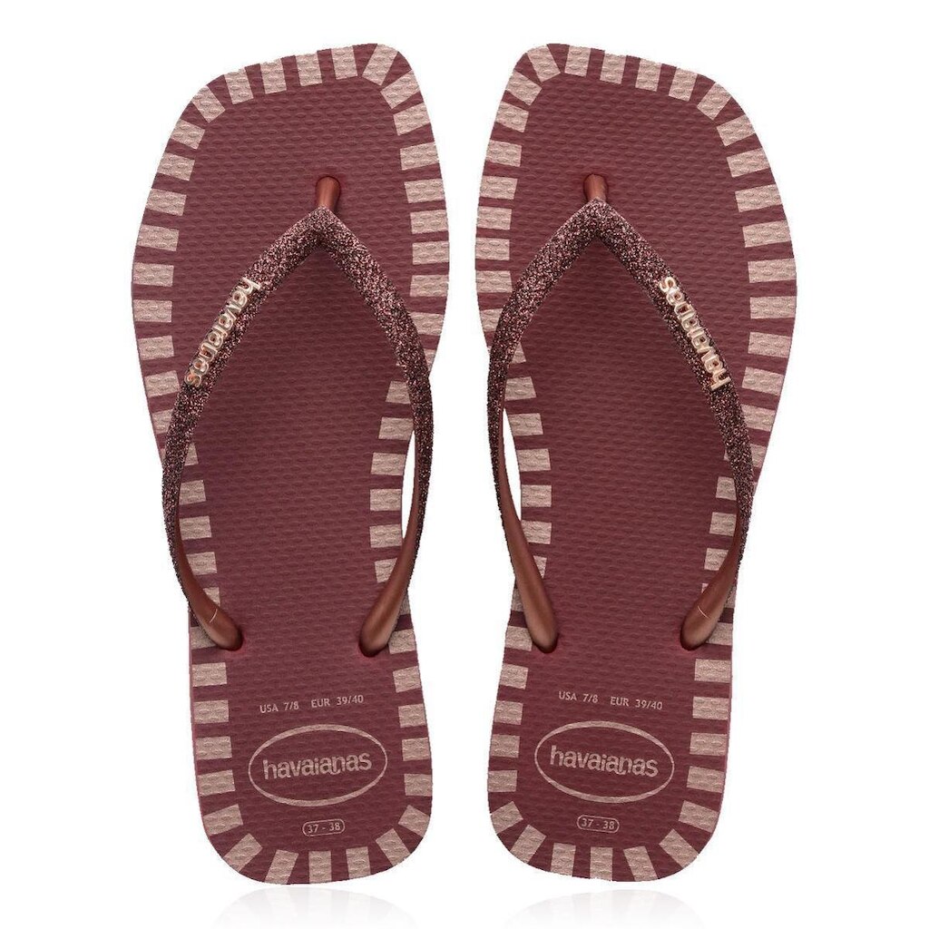 Chinelo Havaianas Feminino Square Glitter - Amaranto