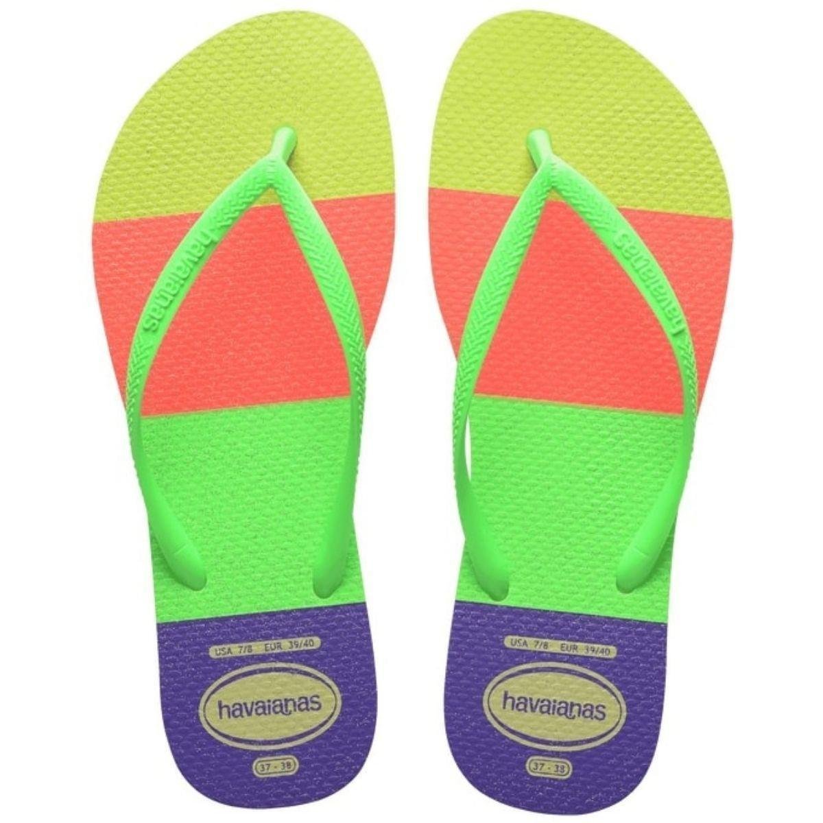Chinelo Havaianas Slim Neon Glow Feminino, Legítimas com Glitter na Palmilha Menor preço em Chinelo Havaianas Slim Neon Glow Feminino, Legítimas com Glitter na Palmilha