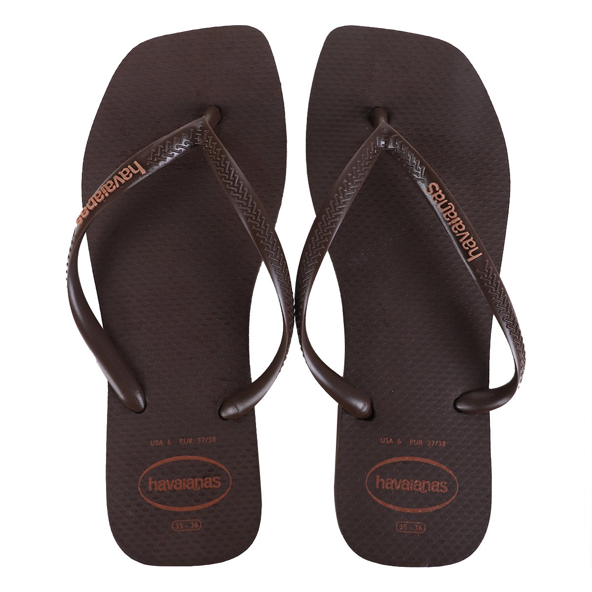 Chinelo Havaianas Slim Square Logo Pop Up Feminino - Marrom Escuro Menor preço em Chinelo Havaianas Slim Square Logo Pop Up Feminino - Marrom Escuro