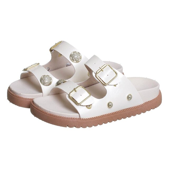 Chinelo Infantil Feminino Off White com Fivela Kidstep