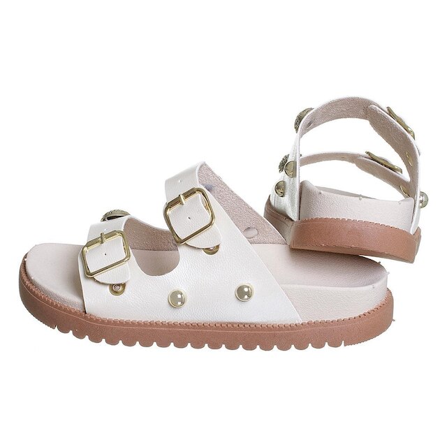 Chinelo Infantil Feminino Off White com Fivela Kidstep