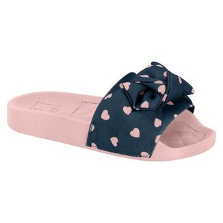 Chinelo Infantil Feminino Slide Gaspea Borracha com Laço Brilhoso Molekinha 2311.103