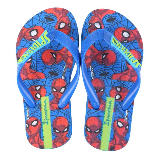 Chinelo Infantil Grendene Kids Ipanema Homem Aranha Masculino - Azul+Vermelho