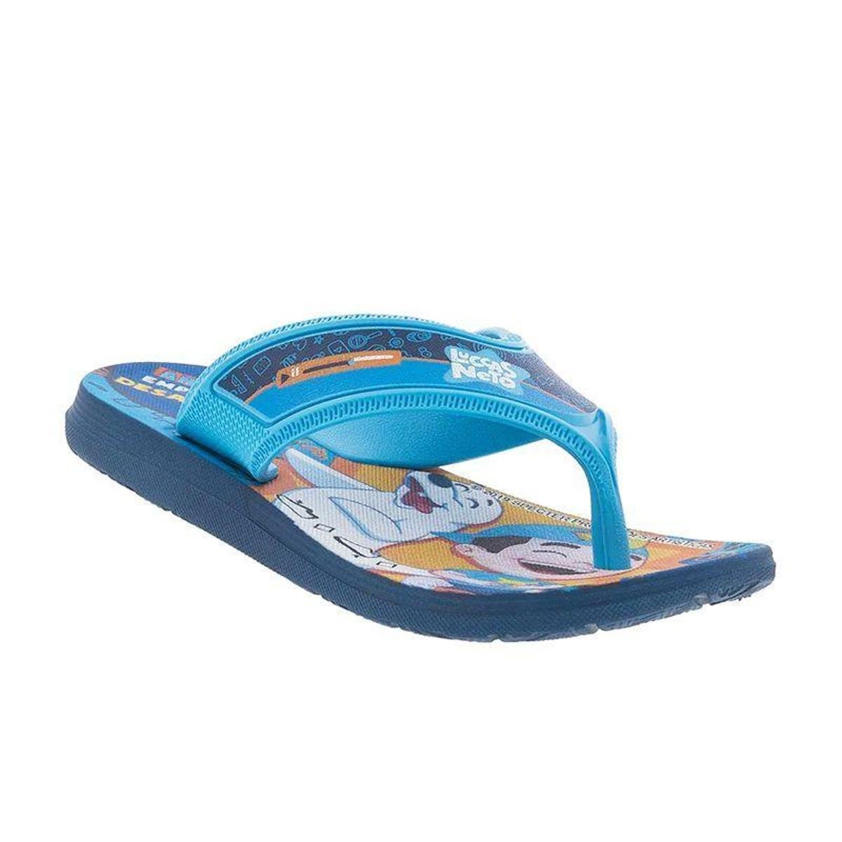 Chinelo Infantil Grendene Kids Luccas Neto Land Super Flop Azul - Azul Menor preço em Chinelo Infantil Grendene Kids Luccas Neto Land Super Flop Azul - Azul