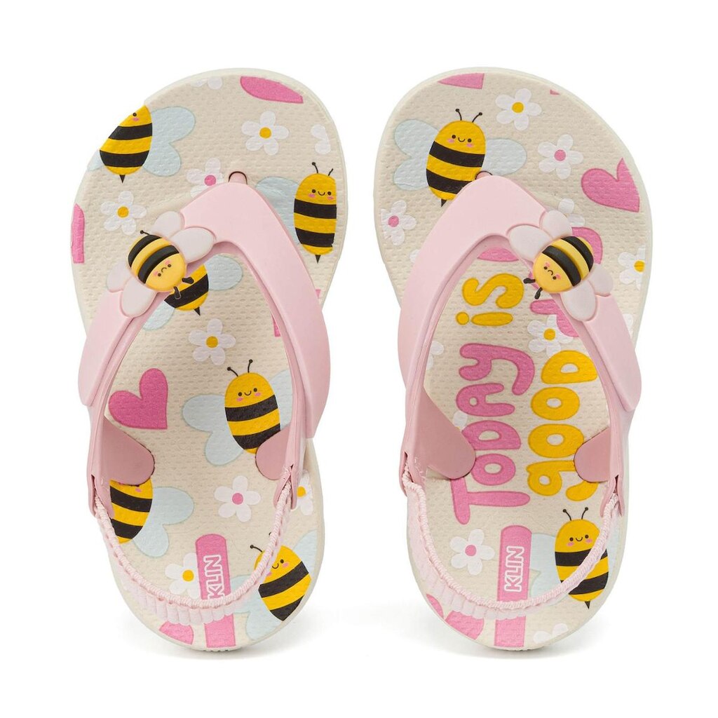 Chinelo Infantil Menina Klin Acqua Print Off White/Rosa