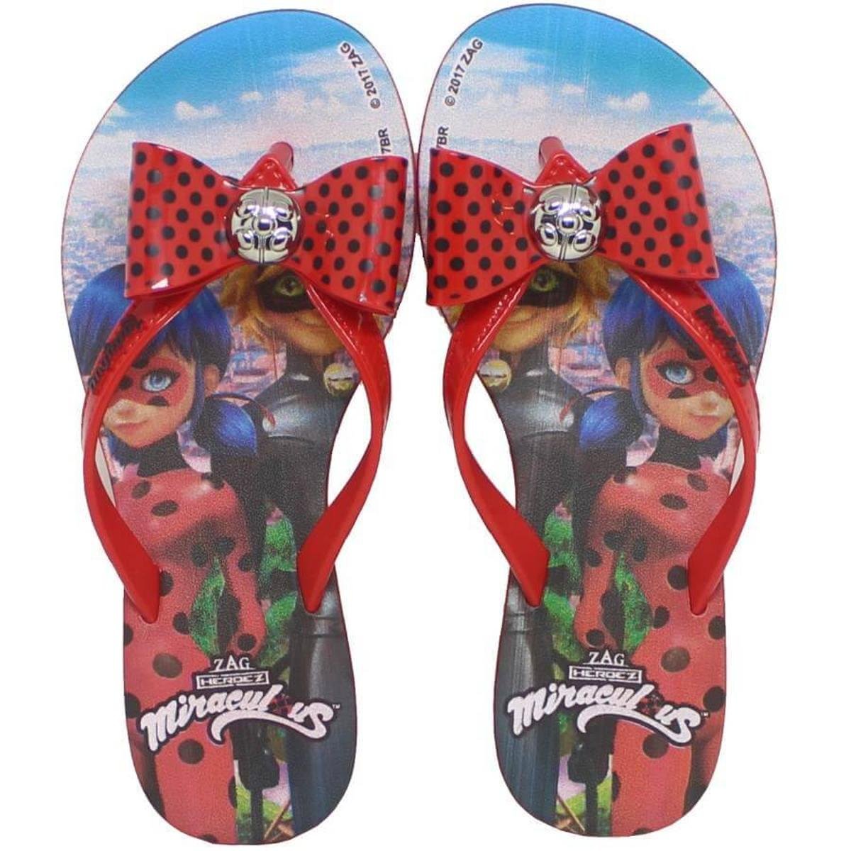 Sandália O Sapato Da Ladybug Chinelo Infantil Miraculous Ladybug