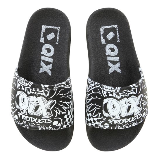 Chinelo Infantil Qix Estampado Masculino - Preto+Branco