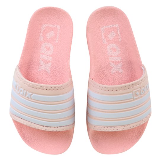 Chinelo Infantil Qix Slide Básico Listrado - Rosa Bebê
