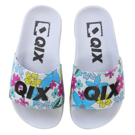 Chinelo Infantil Qix Slide Floral Feminino - Branco