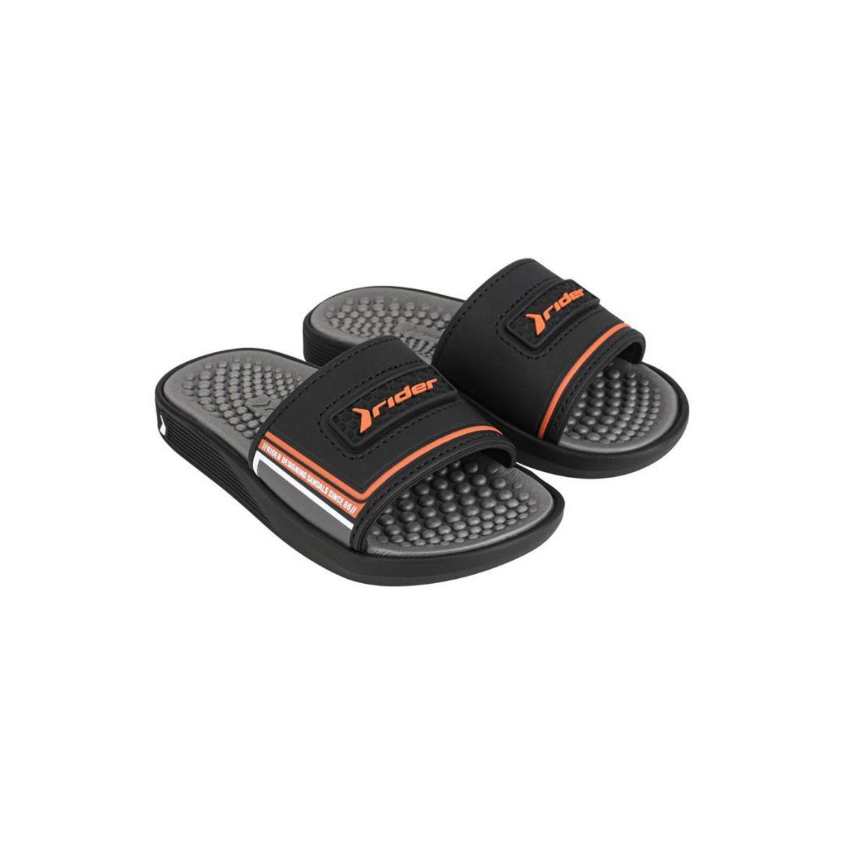 Chinelo Juvenil Rider Pump Slide Unissex - Cinza+Laranja Menor preço em Chinelo Juvenil Rider Pump Slide Unissex - Cinza+Laranja