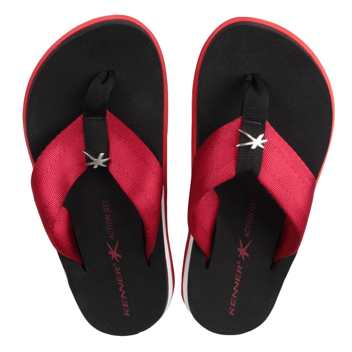 Chinelo Kenner Action Gel Street Masculino - Vermelho+Preto Menor preço em Chinelo Kenner Action Gel Street Masculino - Vermelho+Preto