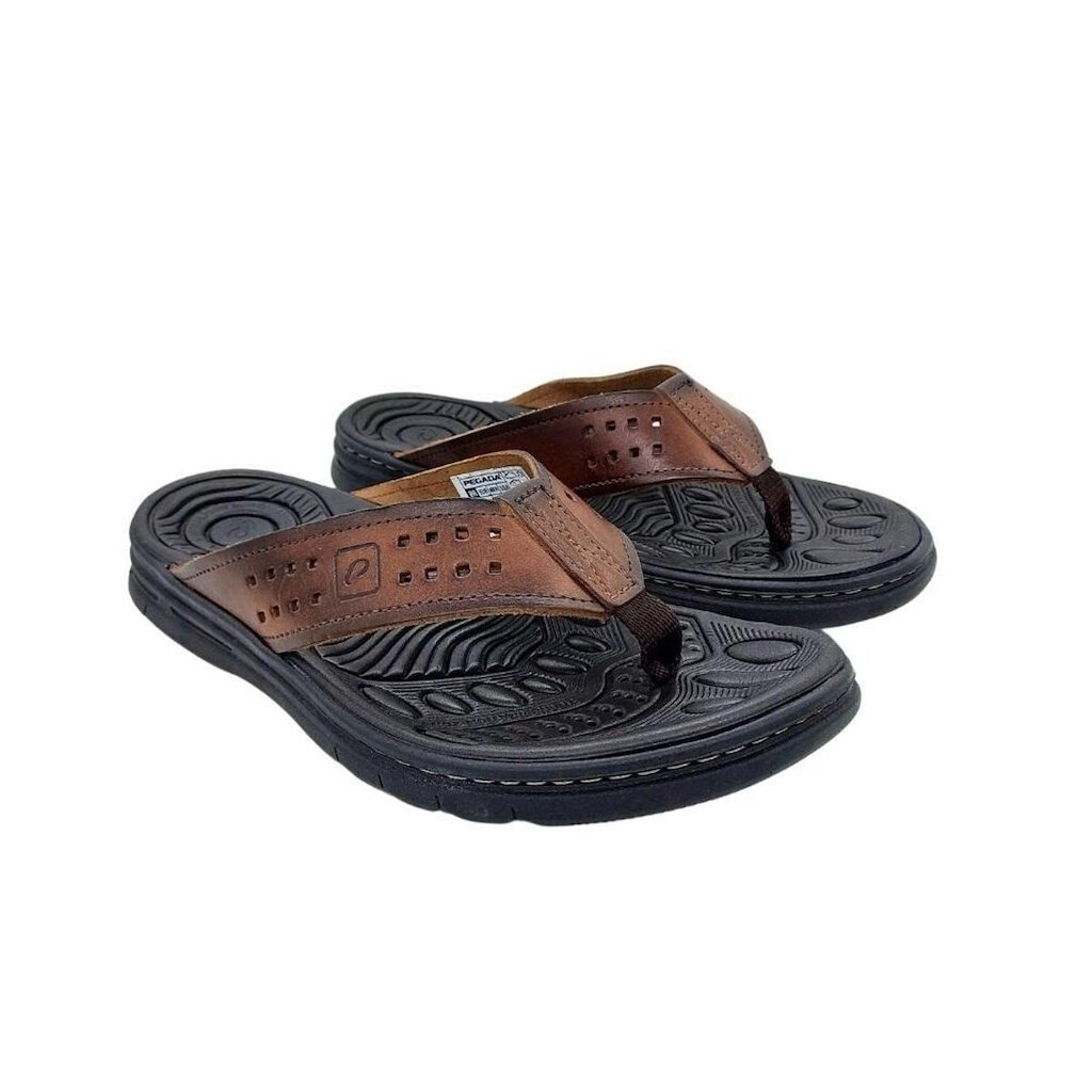 Chinelo Masc Pegada Couro Anilina Pinhão 134202-01