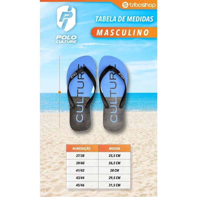 Chinelo Masculino Borracha Estampado Polo Culture Kit 4