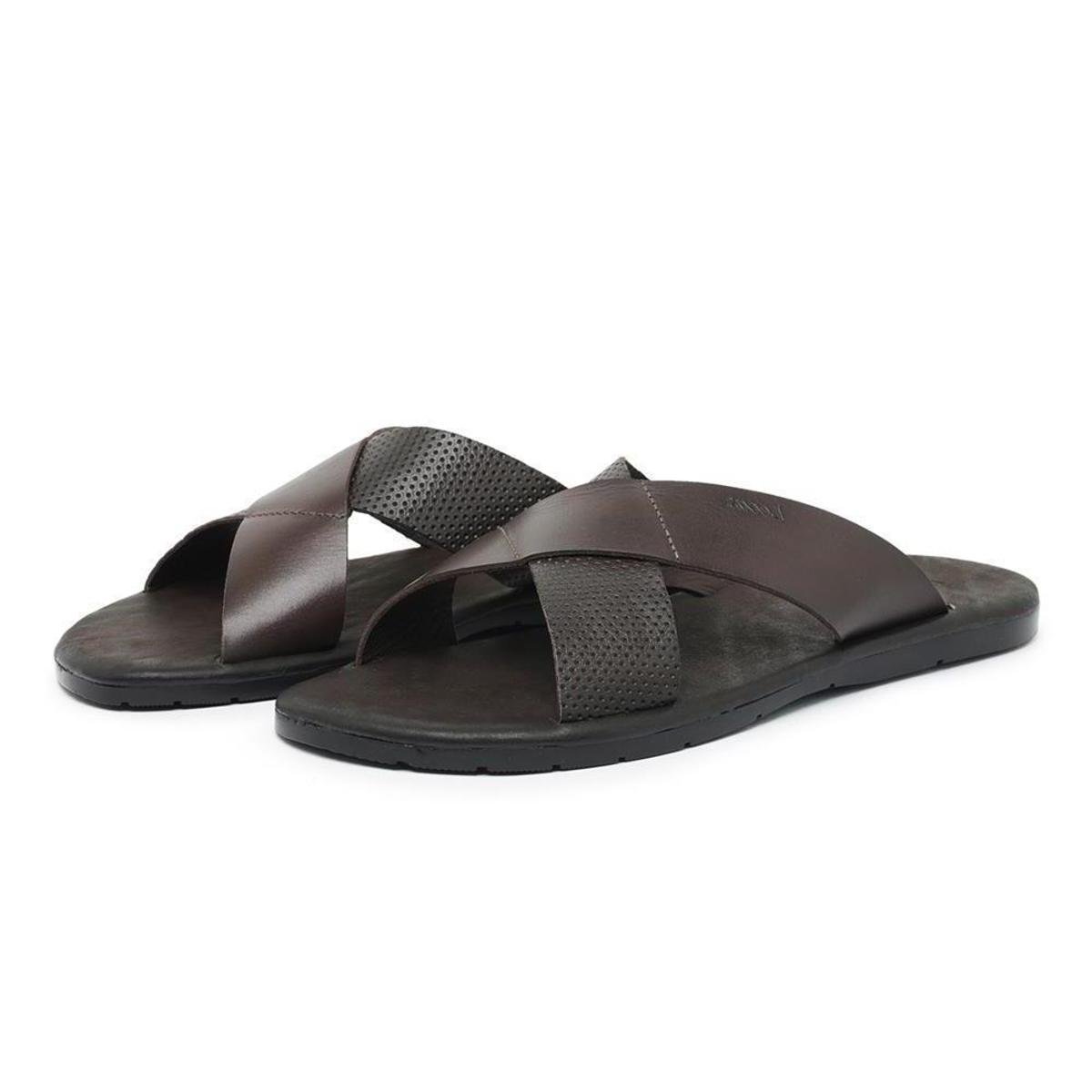 Chinelo Masculino Couro Dia a Dia Conforto Lazer Macio Leve - Marrom Escuro Menor preço em Chinelo Masculino Couro Dia a Dia Conforto Lazer Macio Leve - Marrom Escuro