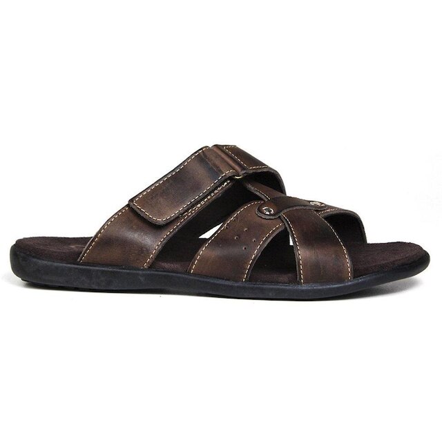 Chinelo Masculino De Couro Chocolate - 10C5001LTCHC