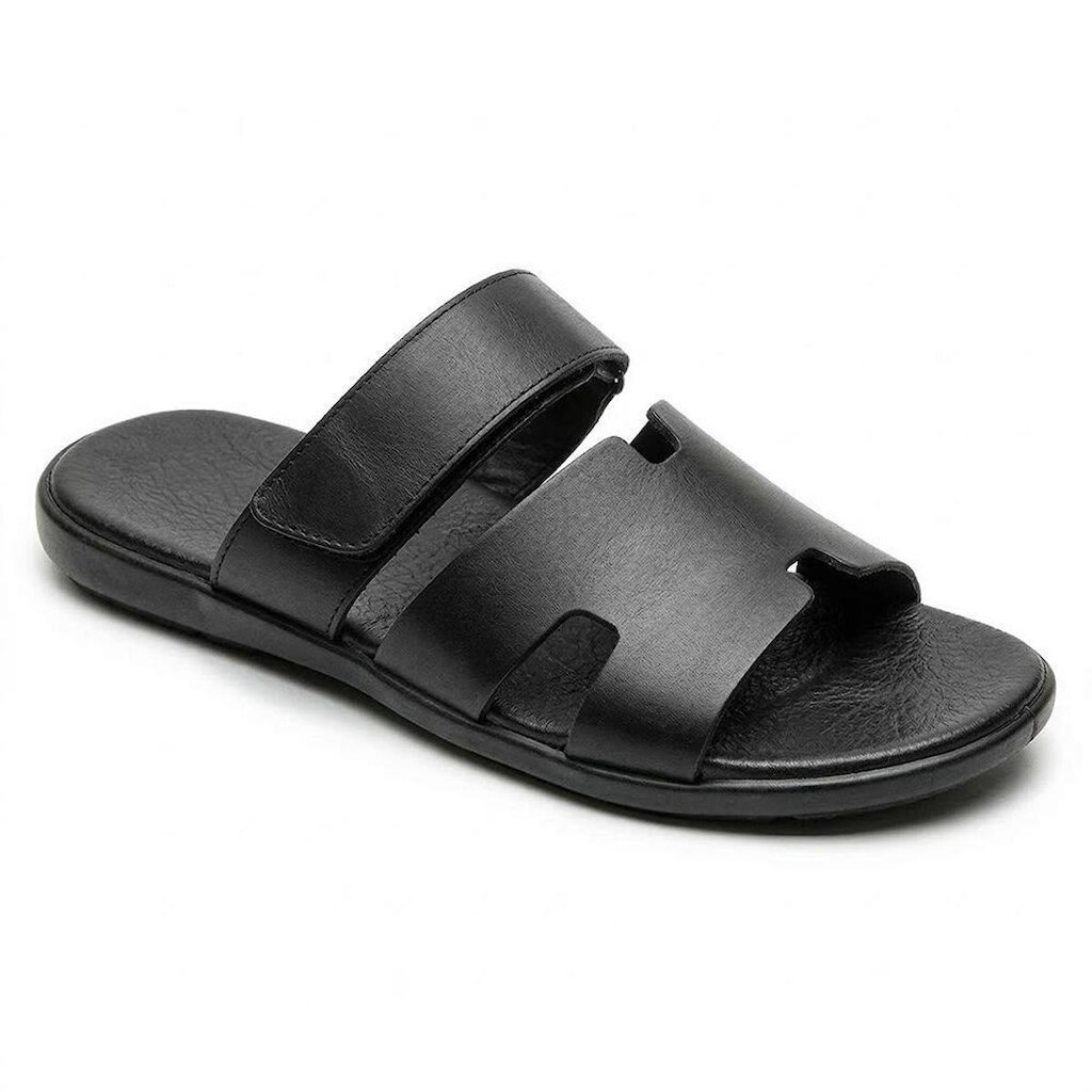 Chinelo Masculino NJ2 Couro Legitimo 38 ao 44 Anatômico Fivela Ajustável