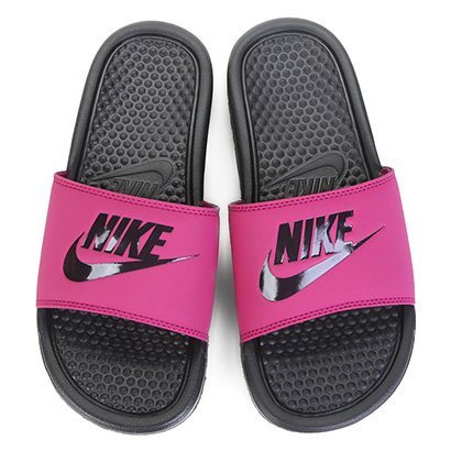 chinelo nike preto com rosa