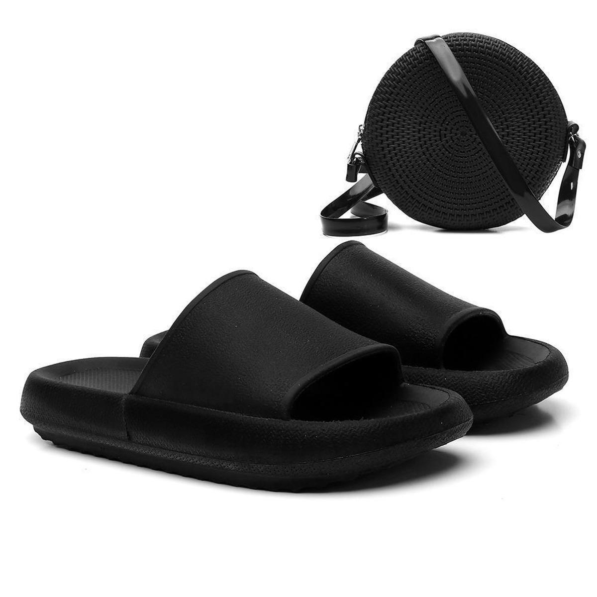 Chinelo Nuvem Slide Leve + Bolsa Quebek Tiracolo - Preto Menor preço em Chinelo Nuvem Slide Leve + Bolsa Quebek Tiracolo - Preto