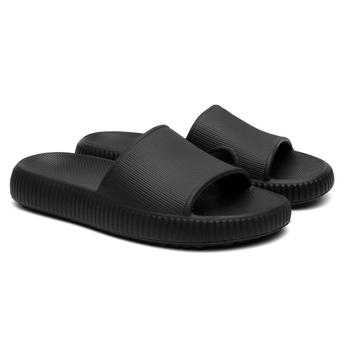 Chinelo Nuvem Slide Masculino Aberto e Robusto em Borracha Leve - Preto Menor preço em Chinelo Nuvem Slide Masculino Aberto e Robusto em Borracha Leve - Preto