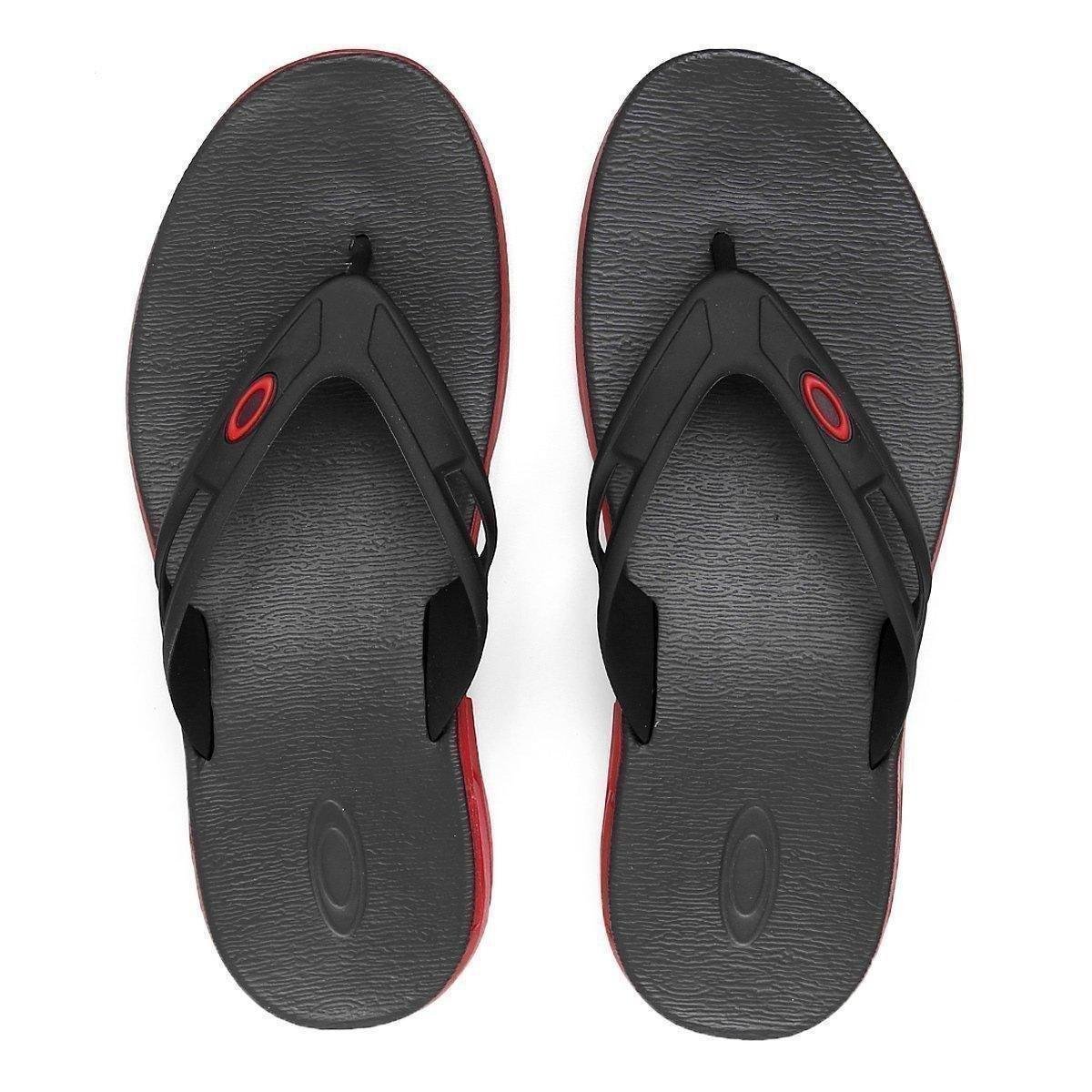 Chinelo Oakley Rest 2.0 Masculino - Preto+Vermelho Menor preço em Chinelo Oakley Rest 2.0 Masculino - Preto+Vermelho